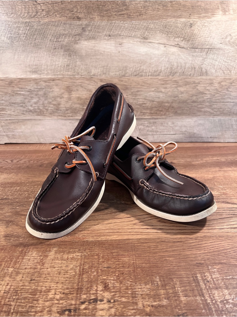 Sperry Brown Leather Boat Shoes with Tan Laces - Picture 3 of 7